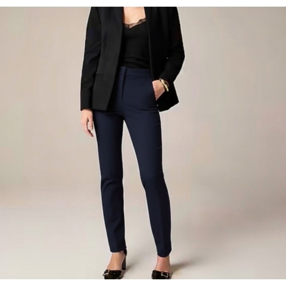 J.Crew Going Out Slim Pants Four Season Stretch Navy Blue 12 Petite Short CC440